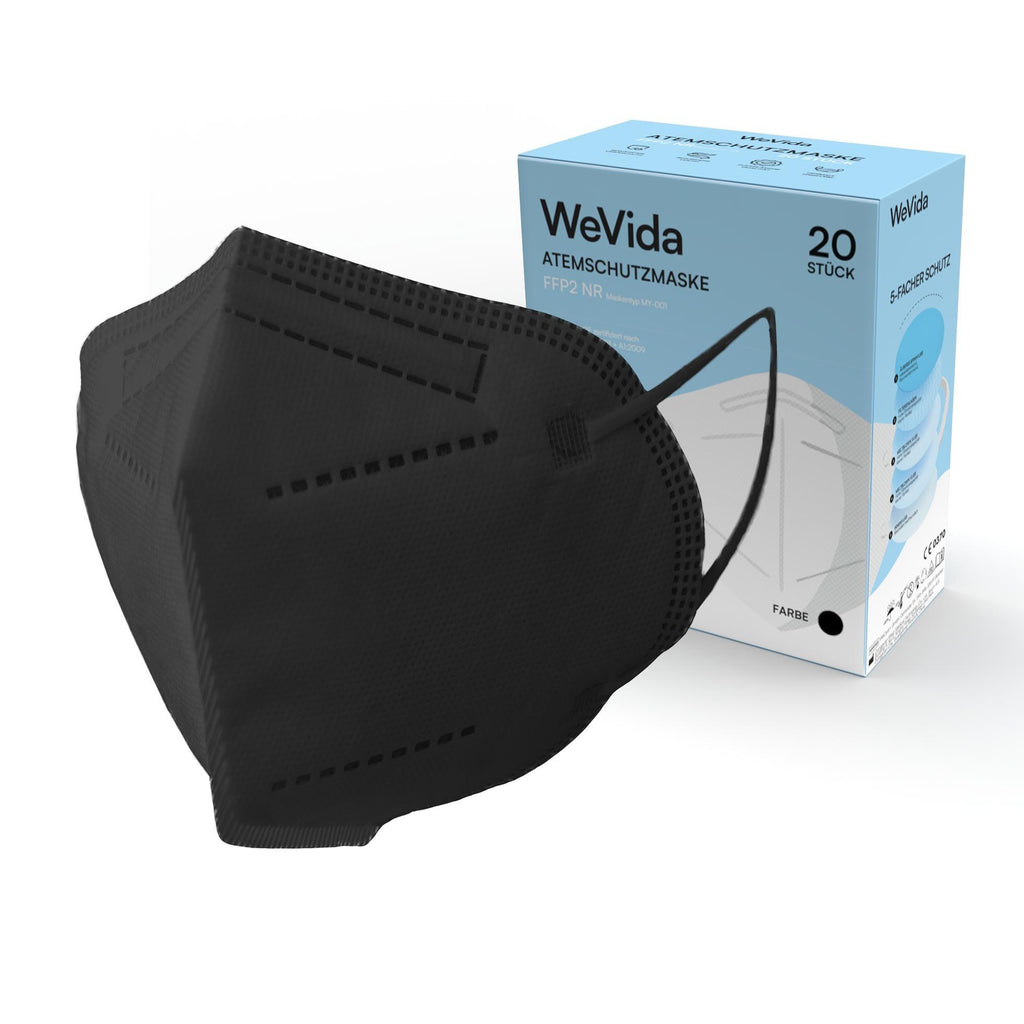 WeVida FFP2 Schwarz - Packung á 20 Stück - WeCare+