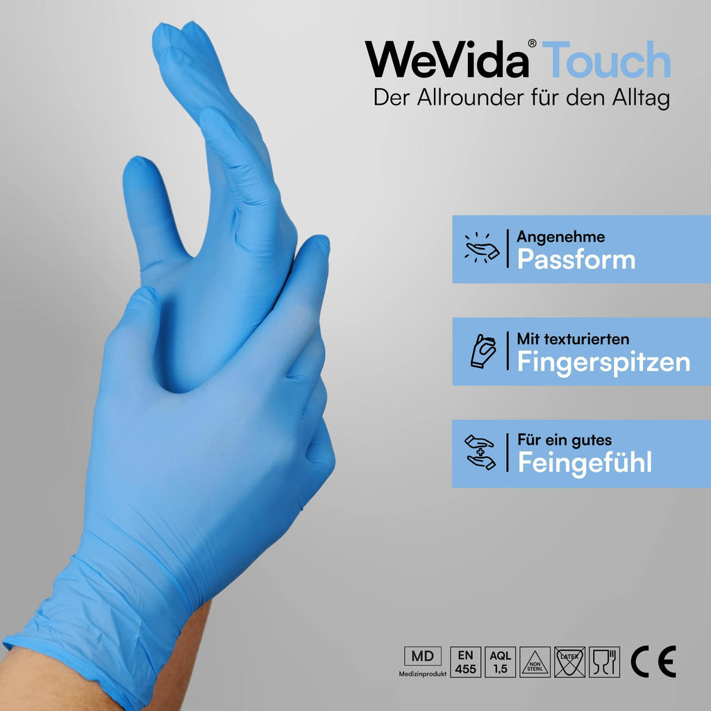 WeVida®Touch Nitrilhandschuhe Medical Blue - Box á 100 Stück - WeCare+