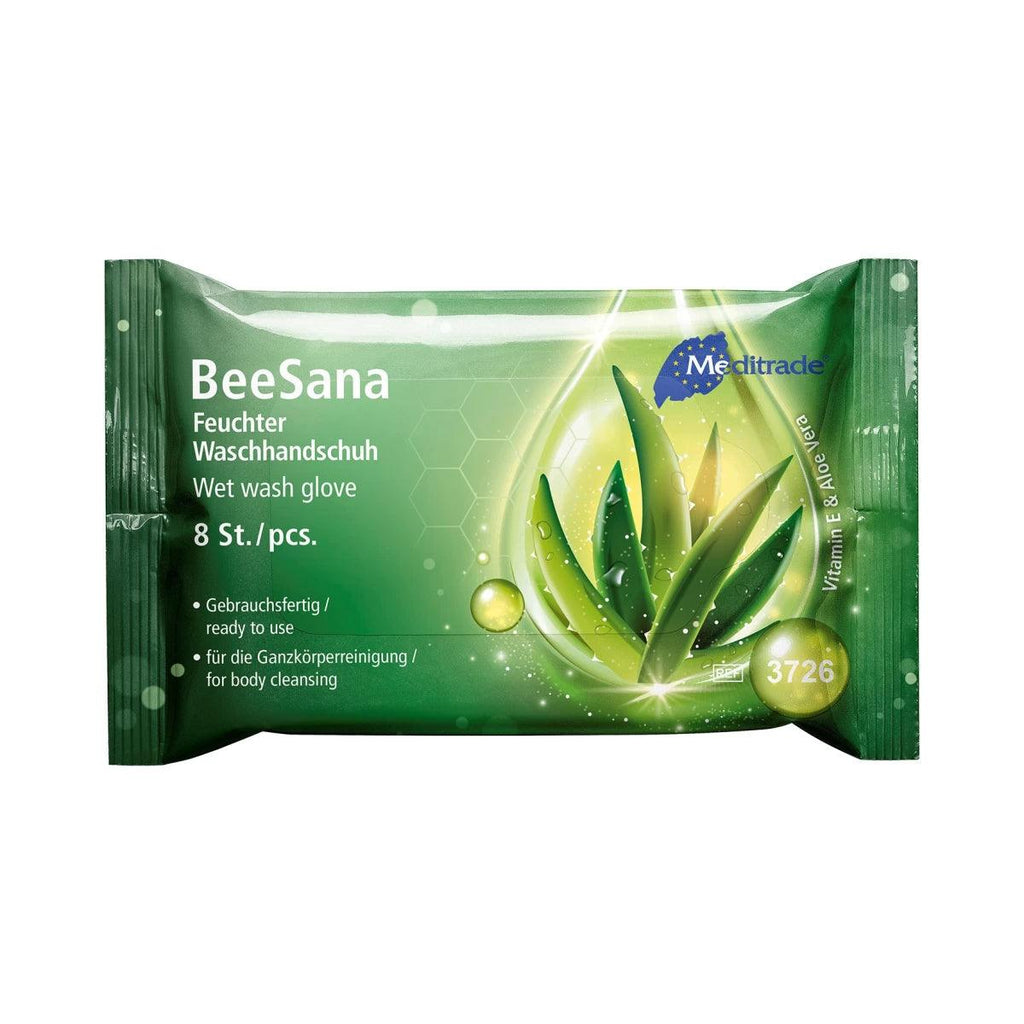 Meditrade BeeSana Feuchter Waschhandschuh - Packung á 8 Tücher - WeCare+