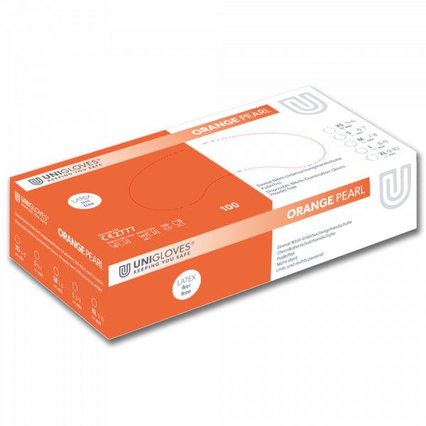 UNIGLOVES Nitrilhandschuhe PEARL Farbenfroh Orange - Box á 100 Stück - WeCare+