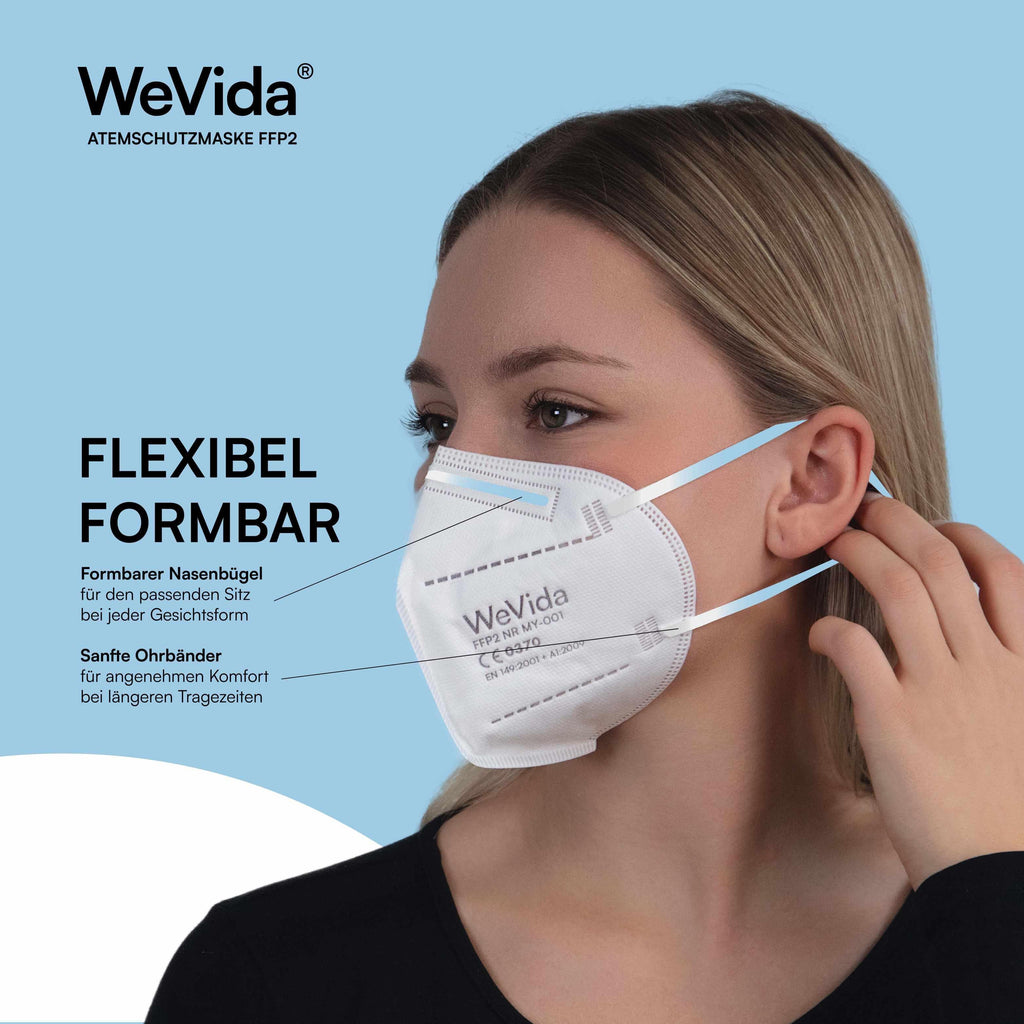 WeVida FFP2 Weiß - Packung á 20 Stück - WeCare+