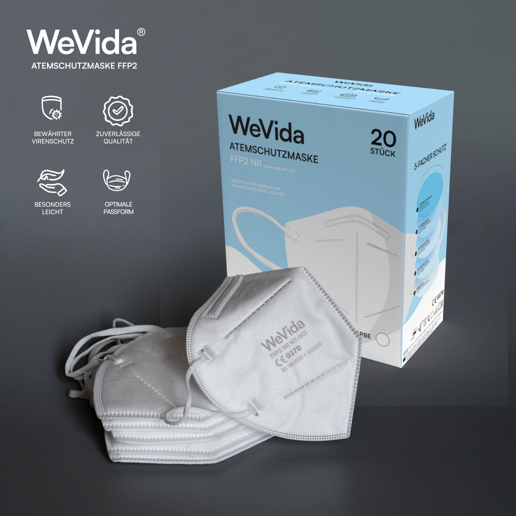 WeVida FFP2 Weiß - Packung á 20 Stück - WeCare+