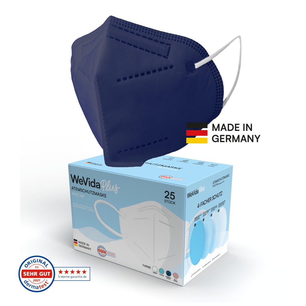 WeVidaPlus FFP2 Königsblau (Made in Germany) - Packung á 25 Stück - WeCare+