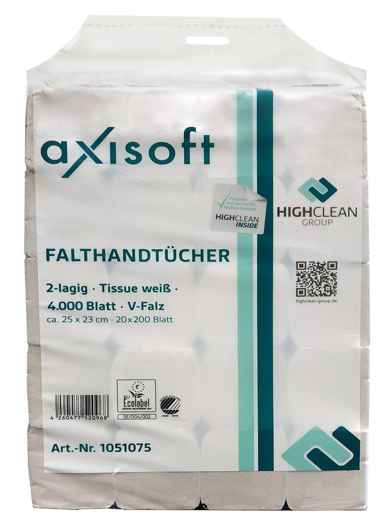 Axisoft Handtücher 2-lg 25x23cm 20x200 Tücher weiß - WeCare+